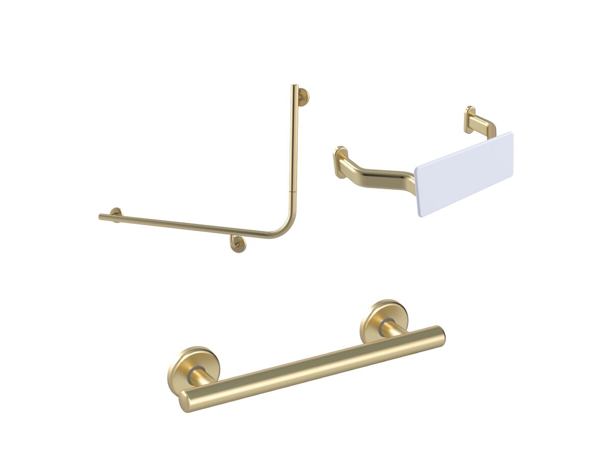 reece Mizu Drift 90 Degree Accessible WC Kit Left Hand Brushed Brass