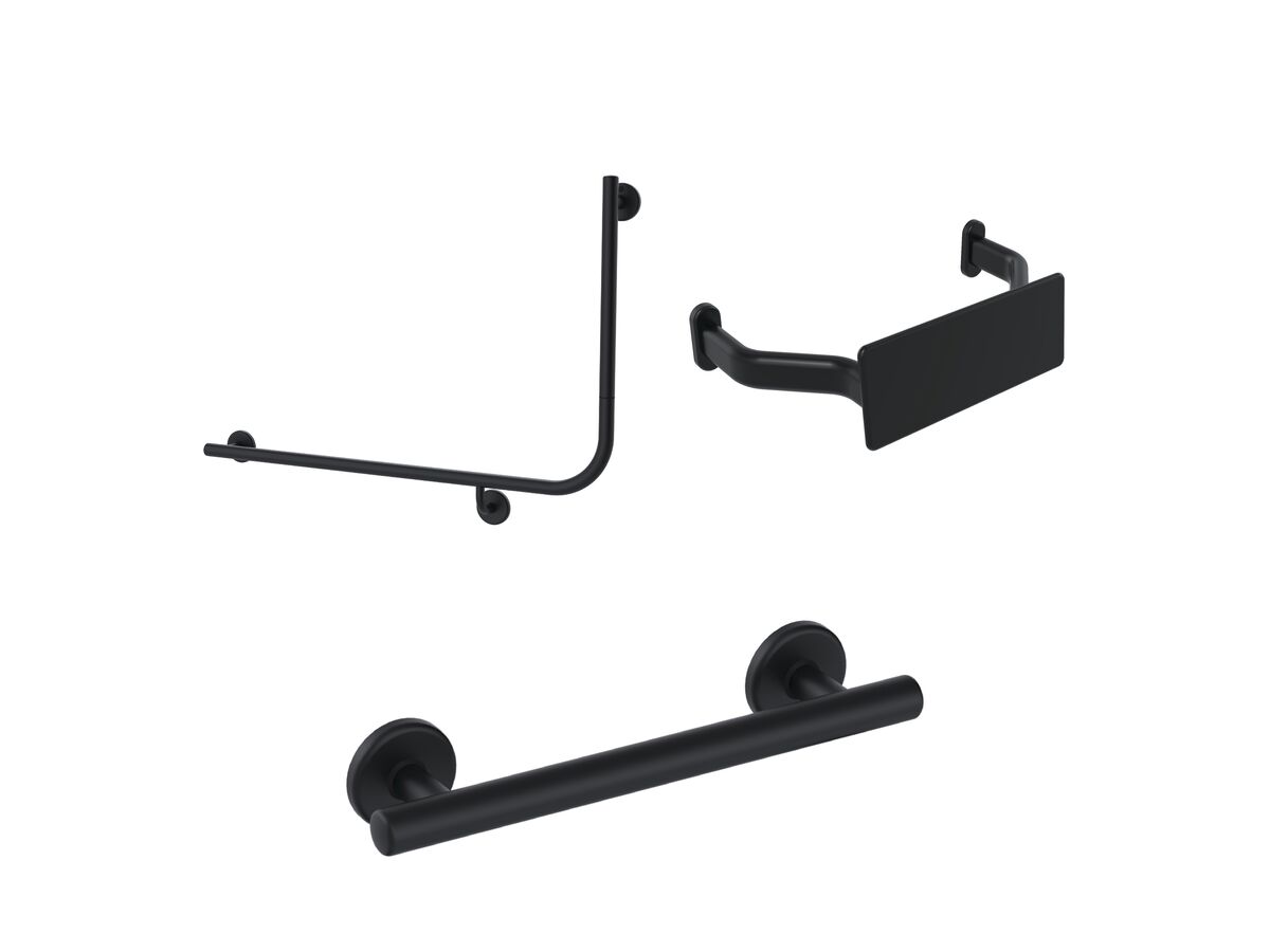 reece Mizu Drift 90 Degree Accessible WC Kit Left Hand Matte Black