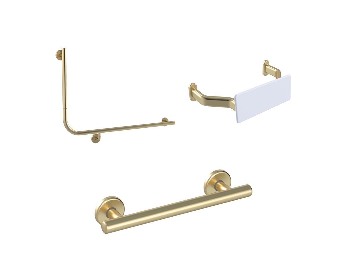 reece Mizu Drift 90 Degree Accessible WC Kit Right Hand Brushed Brass