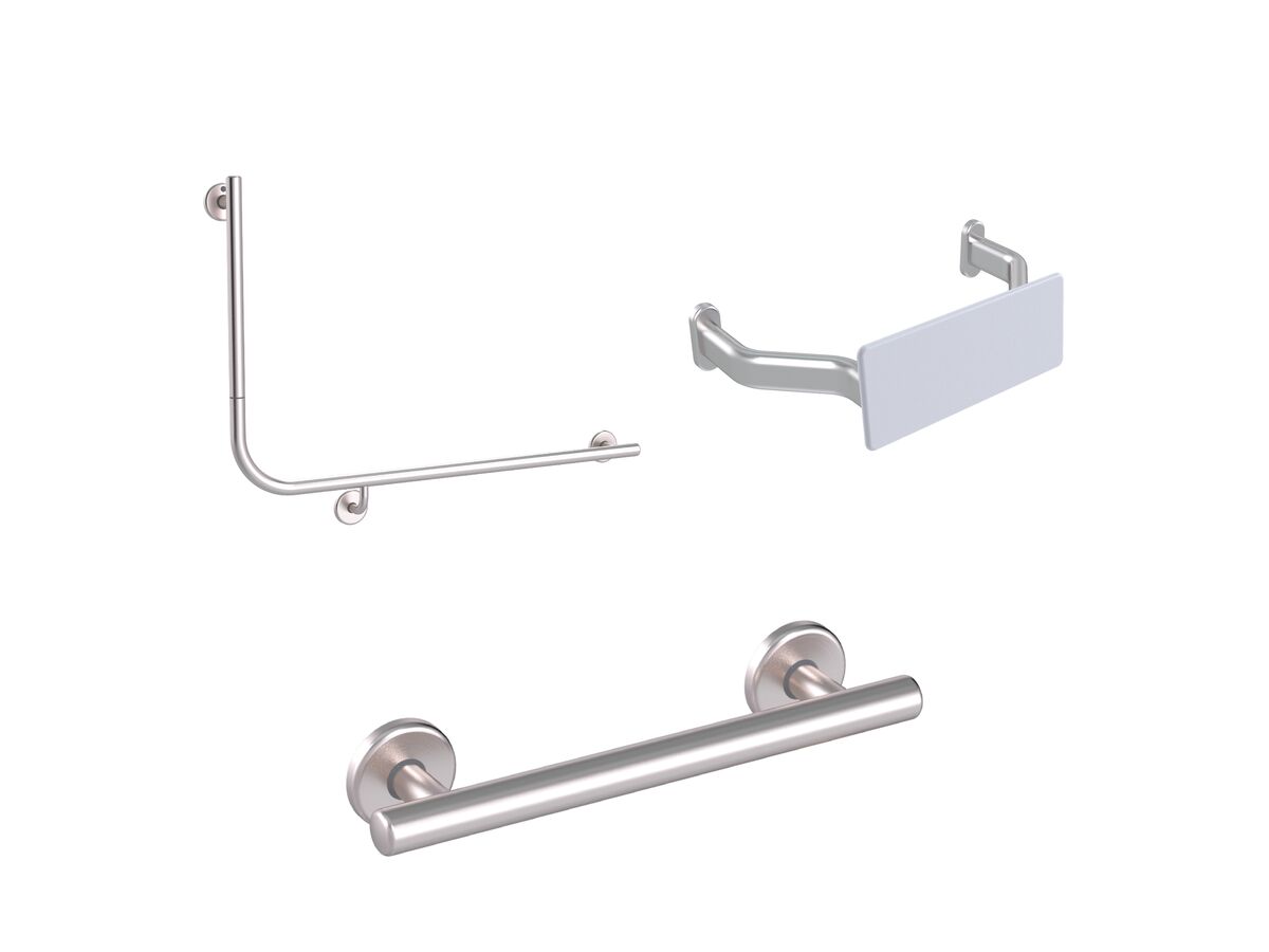 reece Mizu Drift 90 Degree Accessible WC Kit Right Hand Brushed Stainless Steel