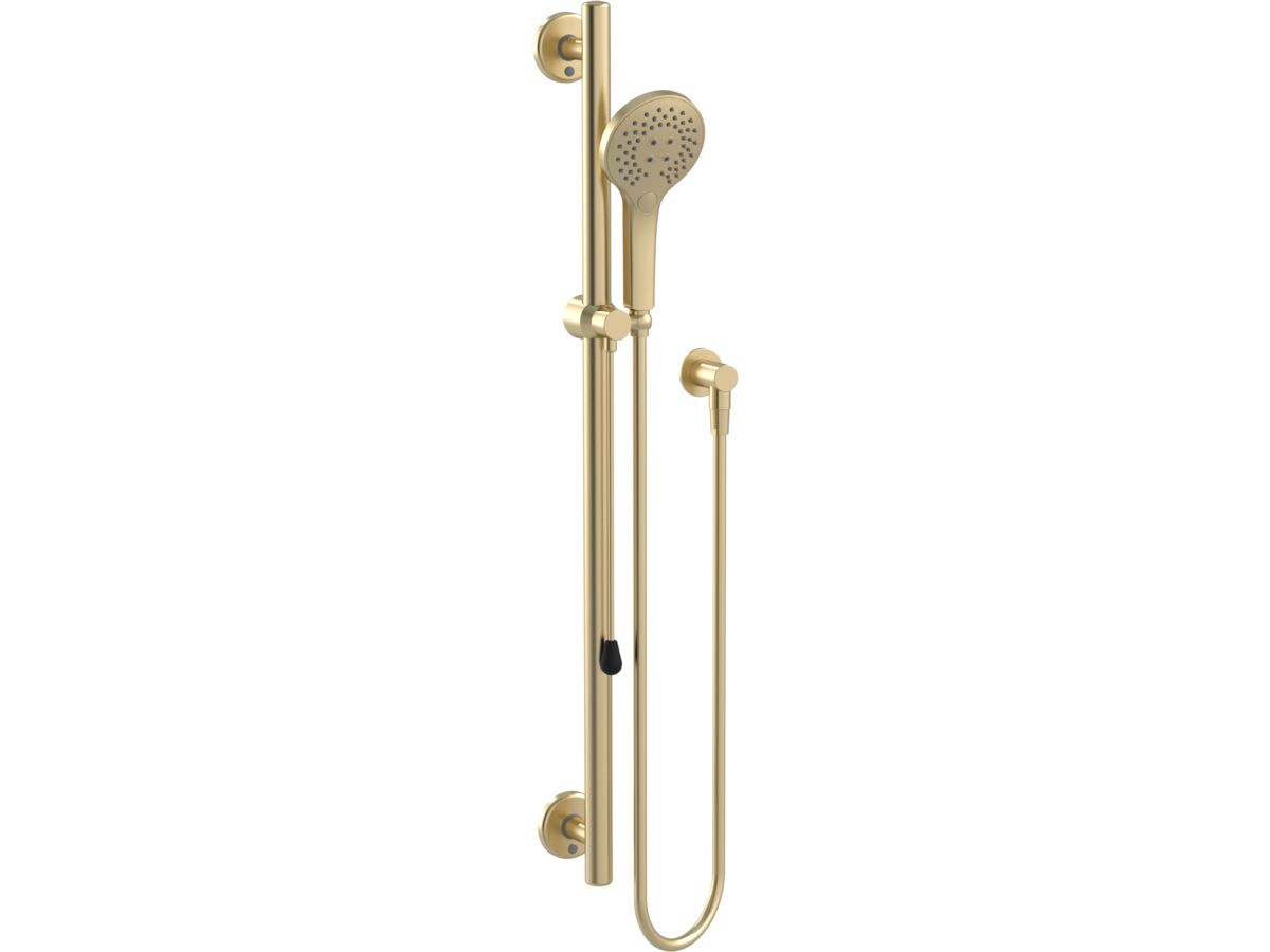 reece Mizu Drift 900mm Straight Handshower Modular Grab Rail Kit 3 function with Push Pull Brushed Brass (5 Star)
