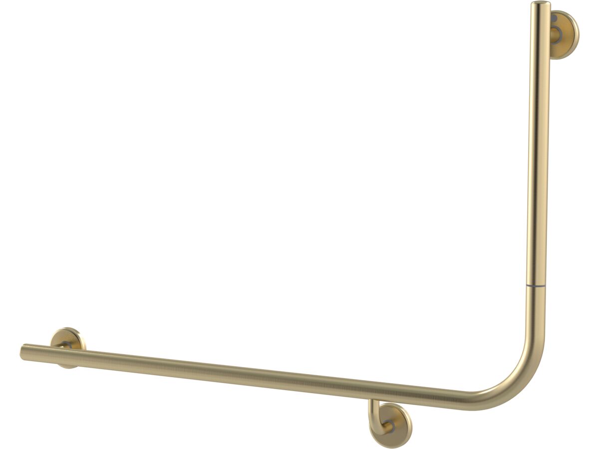 reece Mizu Drift 935 x 600 x 90 Degree Accessible Toilet Grab Rail Modular Left Hand Brushed Brass