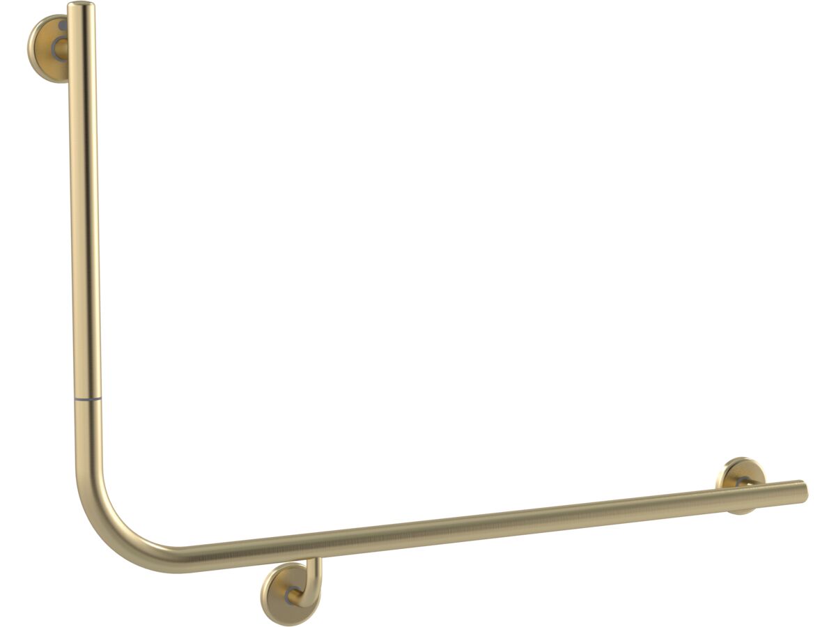 reece Mizu Drift 935 x 600 x 90 Degree Accessible Toilet Grab Rail Modular Right Hand Brushed Brass