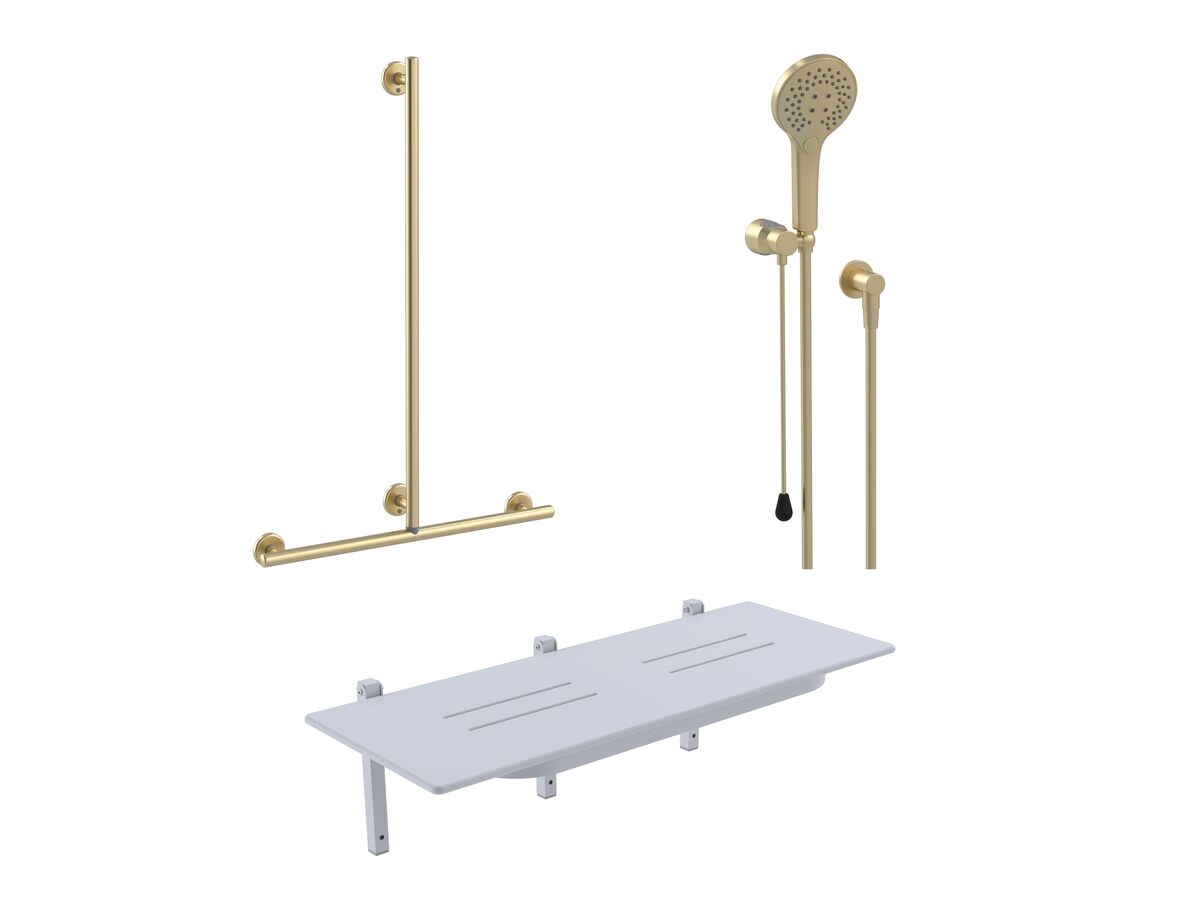 reece Mizu Drift Accessible Shower Set Brushed Brass (5 Star)