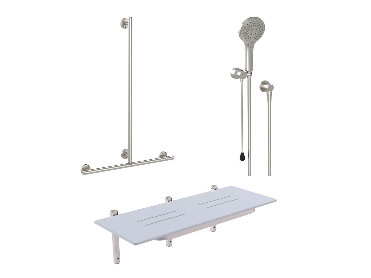 reece Mizu Drift Accessible Shower Set Brushed Nickel / Brushed Stainless Steel (5 Star)