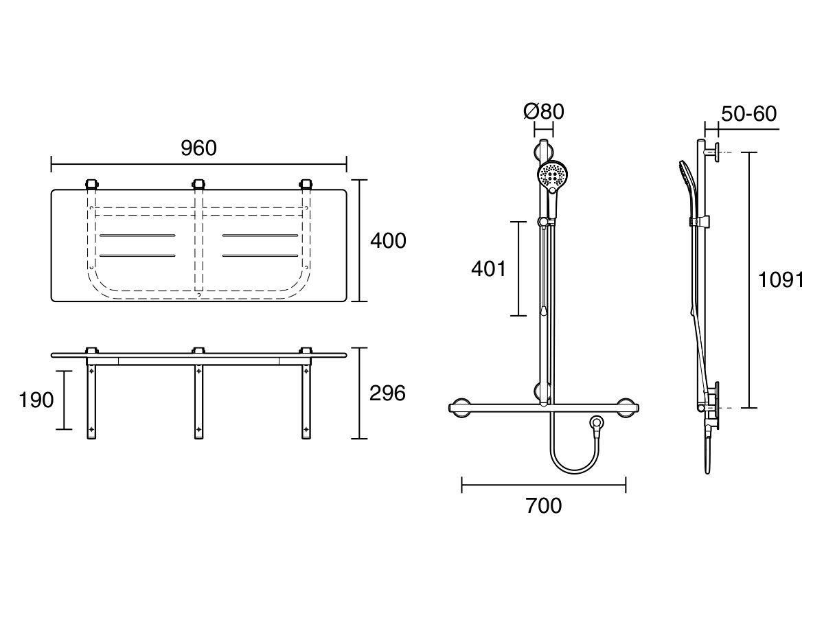 Reece Mizu Drift Accessible Shower Set Matte Black (5 Star)