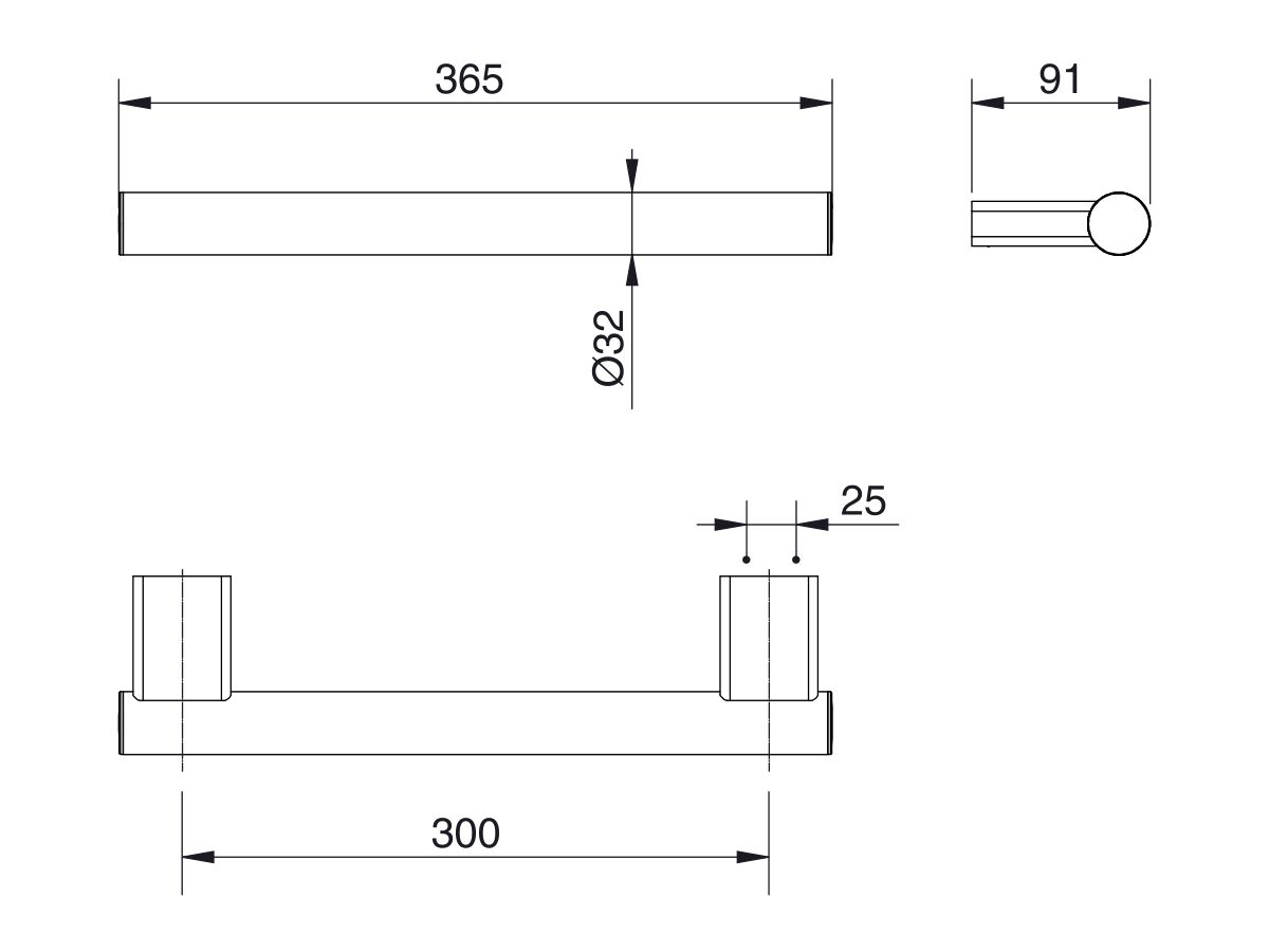 Reece Mizu Drift Assisted Living Straight Grab Rail 300mm Brushed Nickel