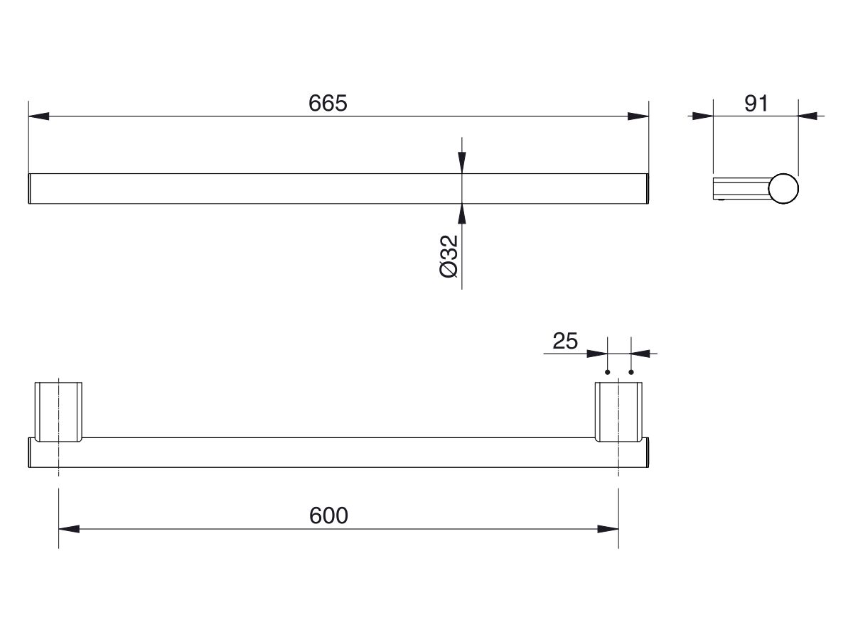 Reece Mizu Drift Assisted Living Straight Grab Rail 600mm Brushed Nickel