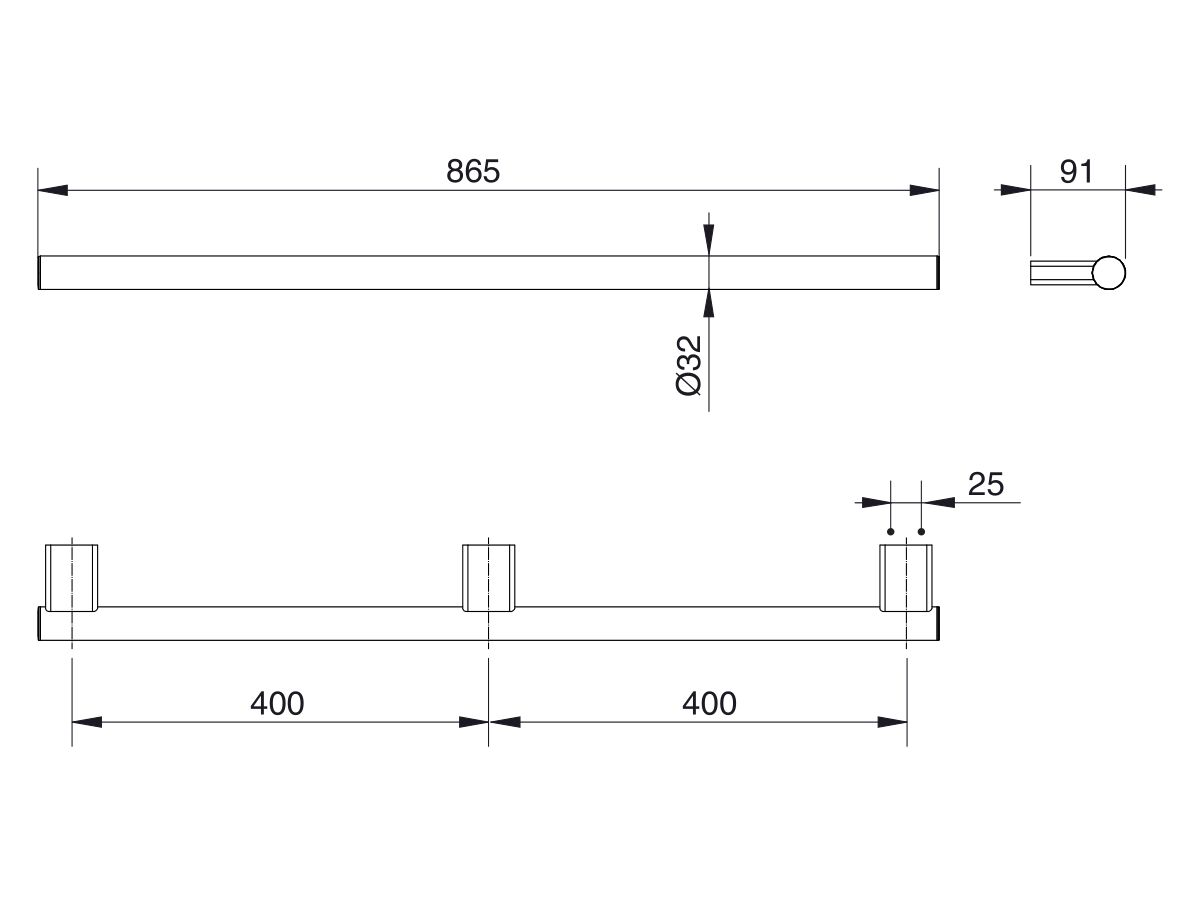 Reece Mizu Drift Assisted Living Straight Grab Rail 800mm Brushed Nickel