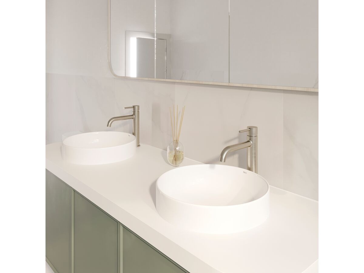 Reece Mizu Drift Basin Mixer Curved Spout Brushed Nickel (6 Star) Lead Free
