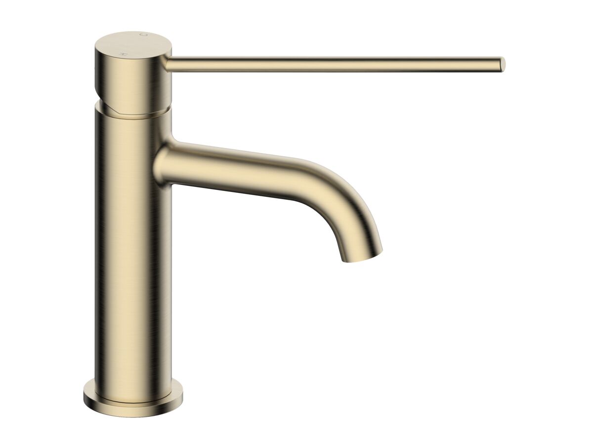 reece Mizu Drift Basin Mixer Curved Spout with Extended Lever Tap Brushed Brass (6 Star) Lead Free