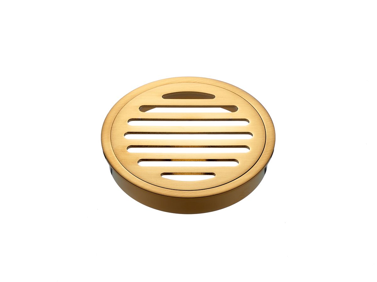 reece Mizu Drift Brass Trapscrew Grate Round 100mm Brushed Gold