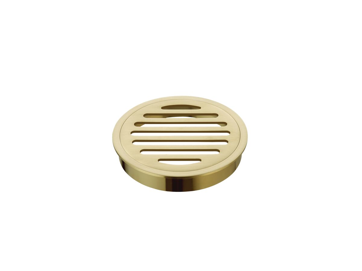 reece Mizu Drift Brass Trapscrew Grate Round 100mm Brushed Brass