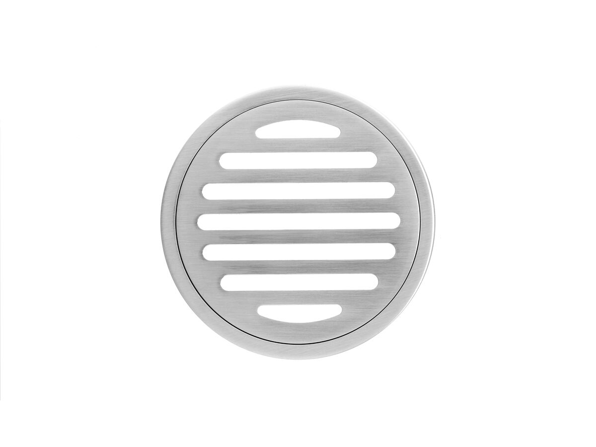 Reece Mizu Drift Brass Trapscrew Grate Round 100mm Brushed Nickel