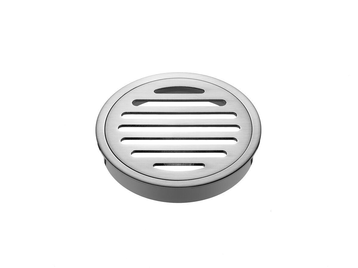 reece Mizu Drift Brass Trapscrew Grate Round 100mm Brushed Nickel