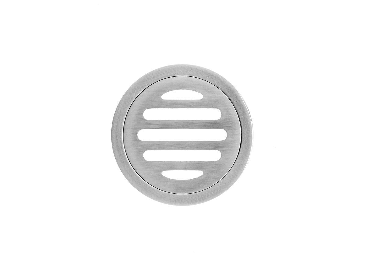 Reece Mizu Drift Brass Trapscrew Grate Round 80mm Brushed Nickel