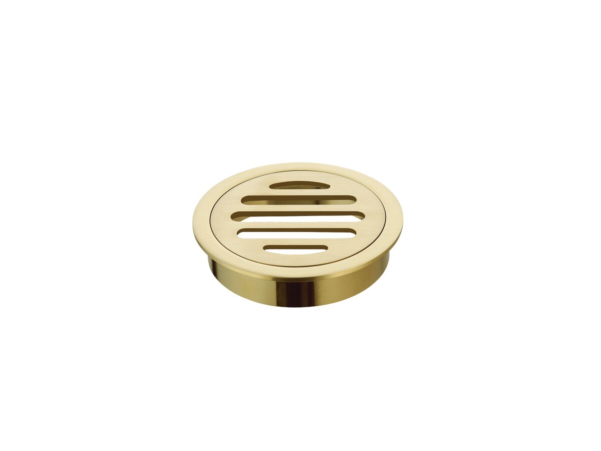 reece Mizu Drift Brass Trapscrew Grate Round 80mm Brushed Brass