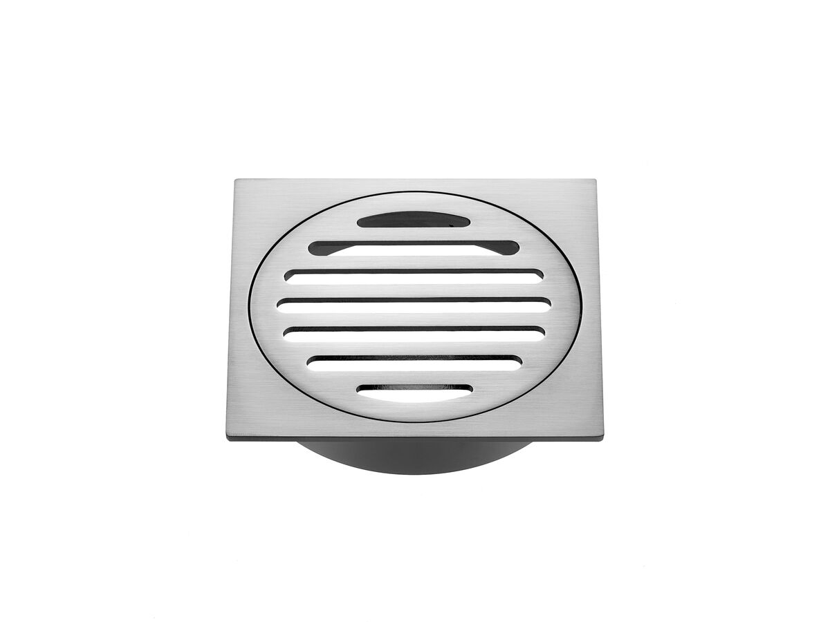 reece Mizu Drift Brass Trapscrew Grate Square 100mm Brushed Nickel