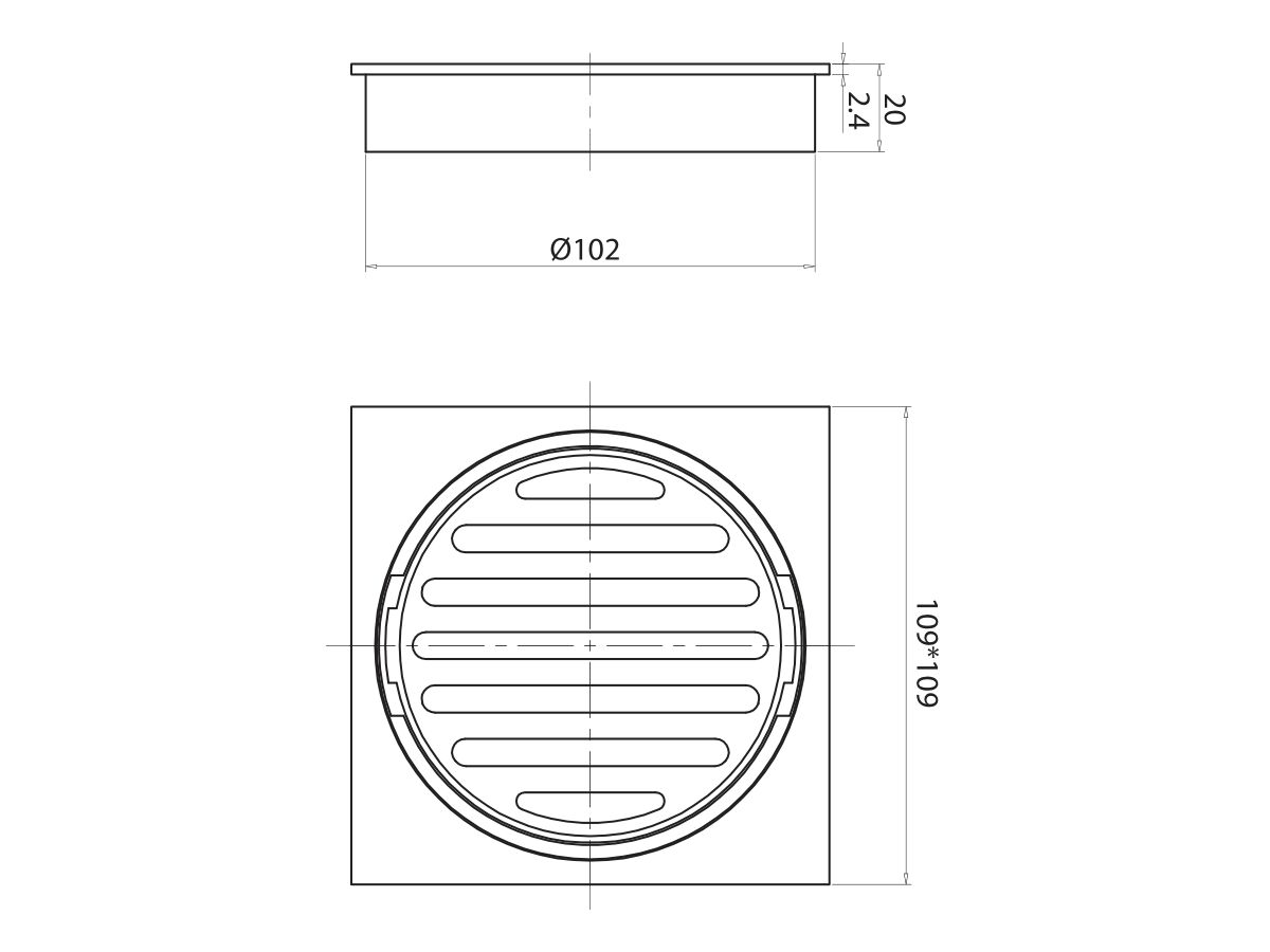 Reece Mizu Drift Brass Trapscrew Grate Square 100mm Brushed Brass