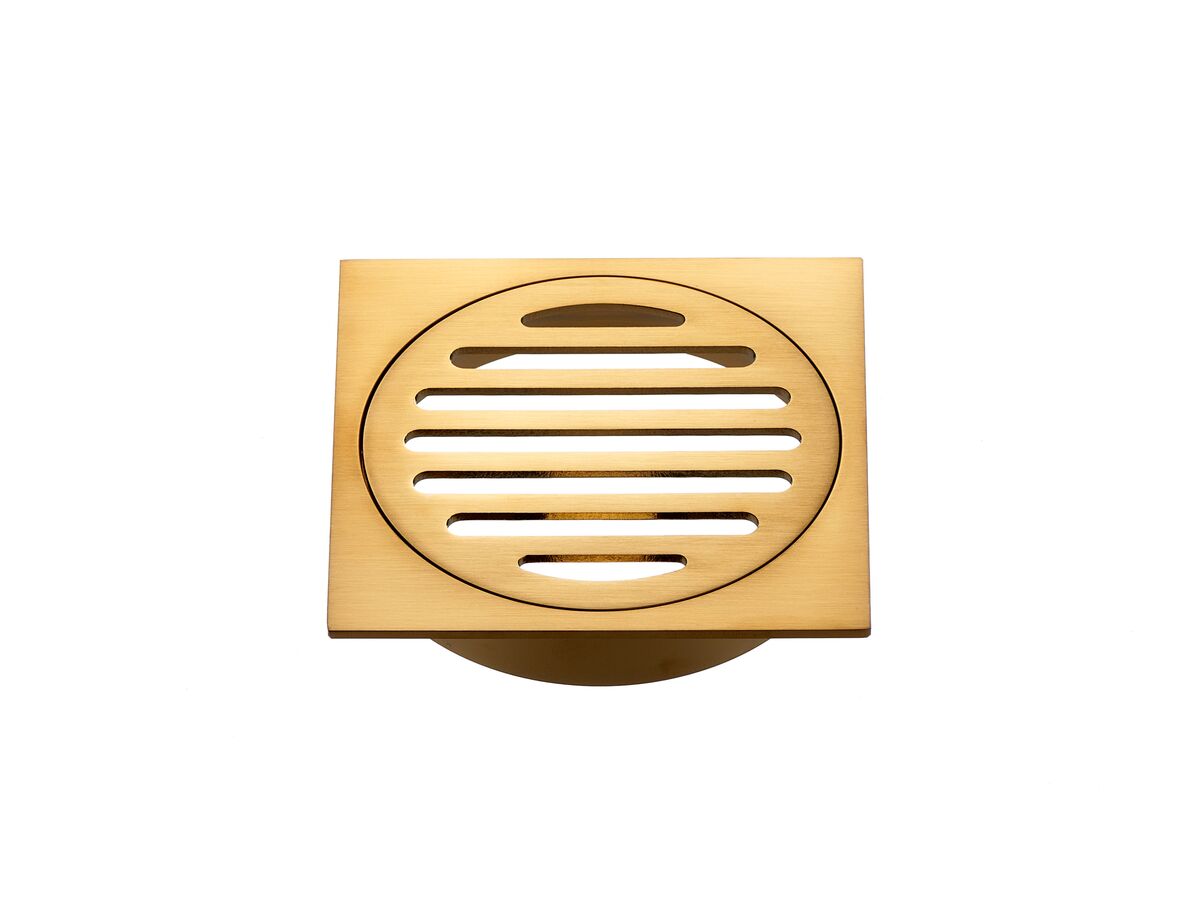 reece Mizu Drift Brass Trapscrew Grate Square 100mm Brushed Gold