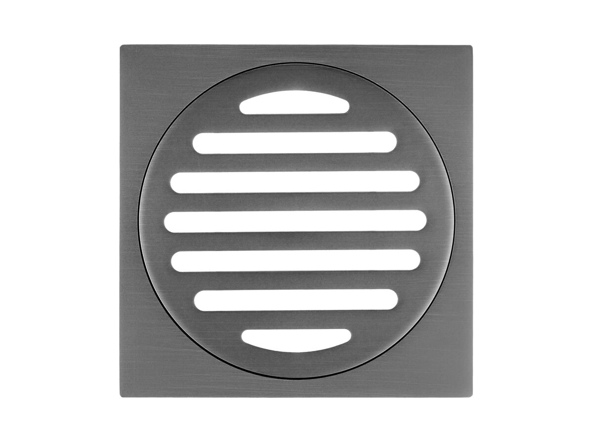Reece Mizu Drift Brass Trapscrew Grate Square 100mm Brushed Gunmetal