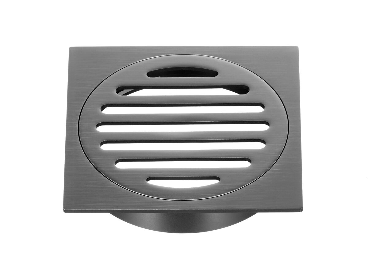 reece Mizu Drift Brass Trapscrew Grate Square 100mm Brushed Gunmetal