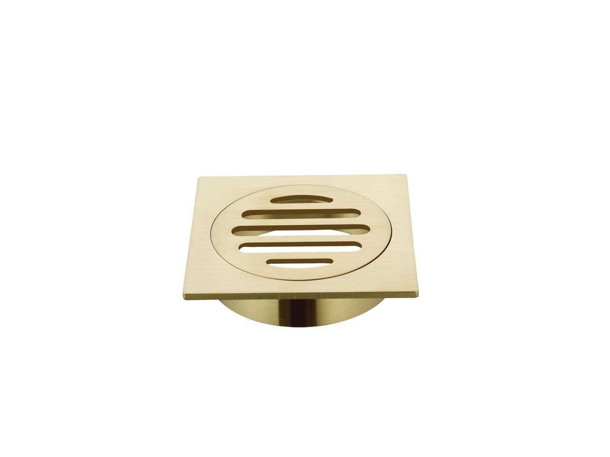 reece Mizu Drift Brass Trapscrew Grate Square 80mm Brushed Brass