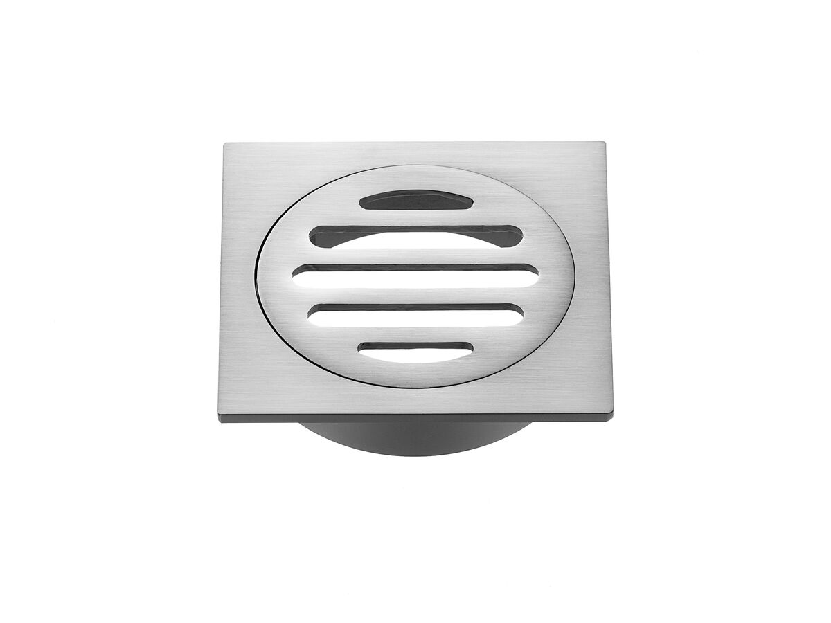 reece Mizu Drift Brass Trapscrew Grate Square 80mm Brushed Nickel