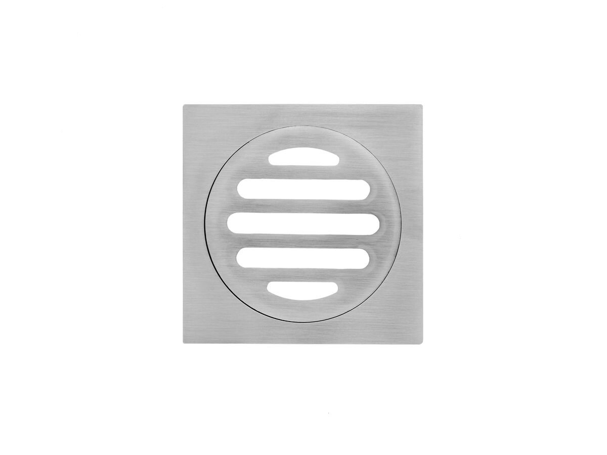 Reece Mizu Drift Brass Trapscrew Grate Square 80mm Brushed Nickel