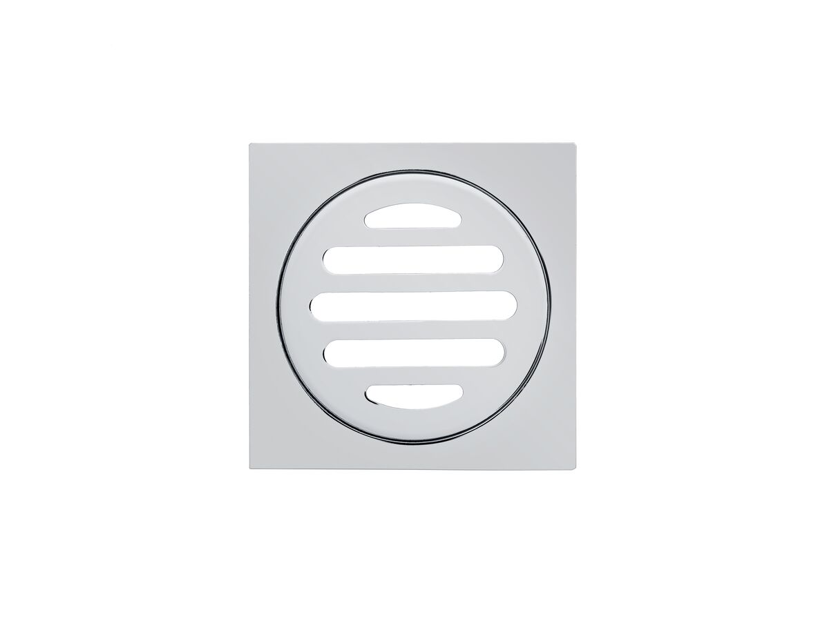 Reece Mizu Drift Brass Trapscrew Grate Square 80mm Chrome