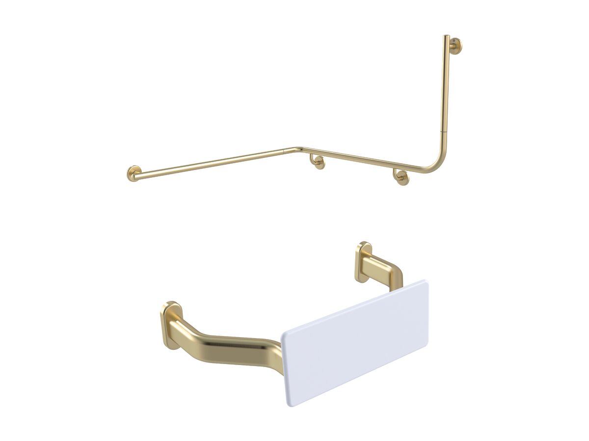 reece Mizu Drift Continuous Accessible WC Kit Left Hand Brushed Brass