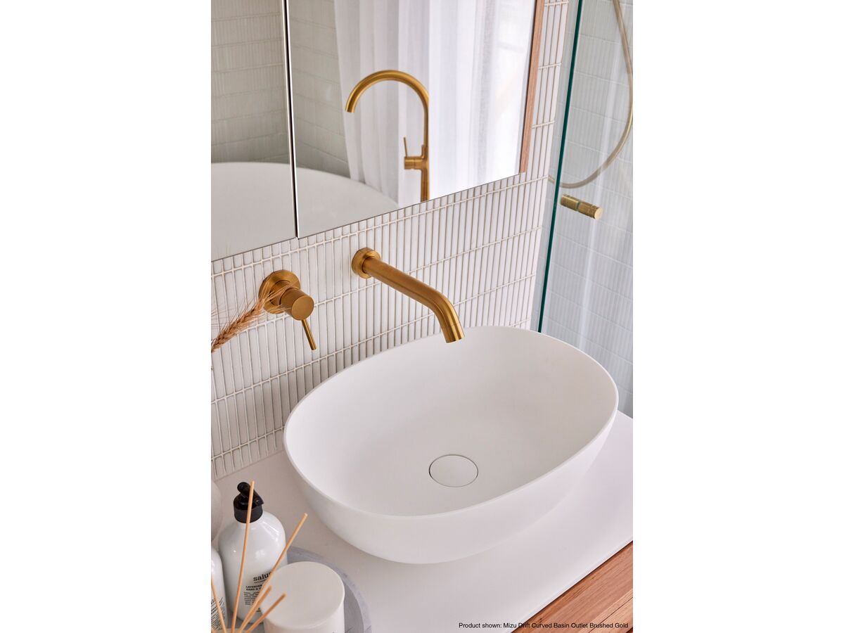 Reece Mizu Drift Curved Wall Basin Outlet 200mm Brushed Gold (4 Star)