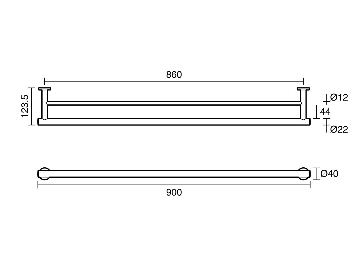 Reece Mizu Drift Double Towel Rail 900mm Matte Black