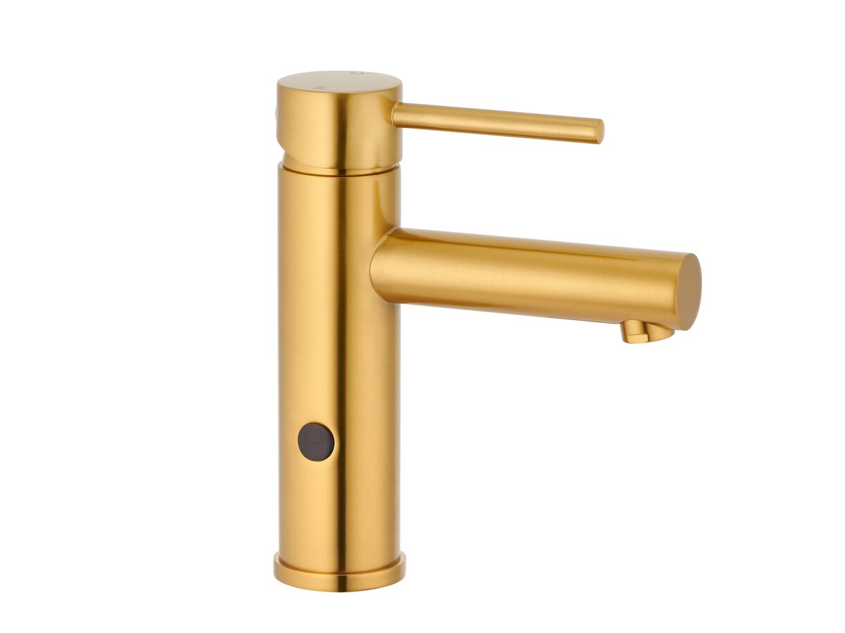 reece Mizu Drift Dual Function Sensor Basin Mixer Brushed Gold - Battery Operated (6 Star)