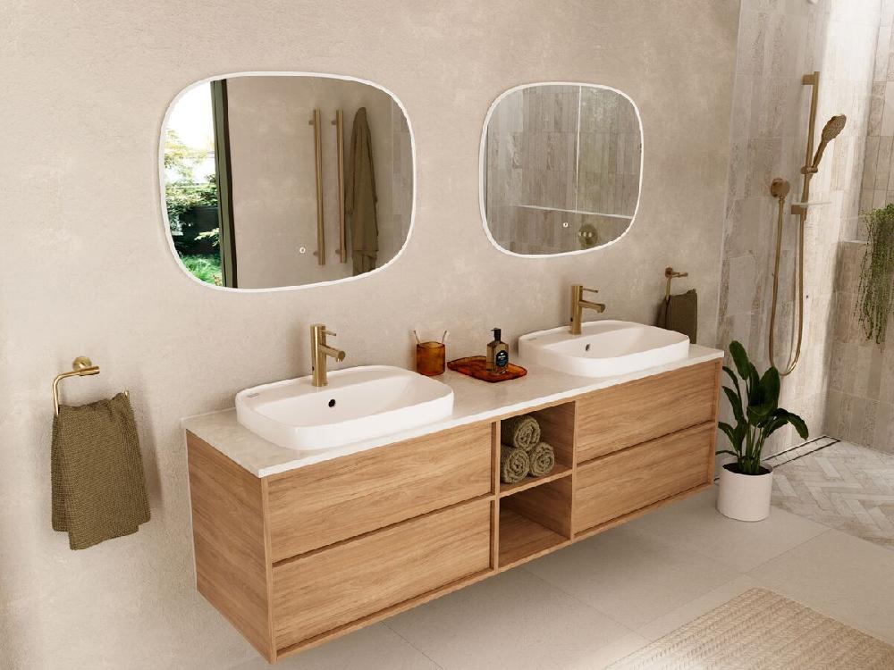 Reece Mizu Drift Dual Function Sensor Basin Mixer Brushed Gold - Mains Powered (6 Star)