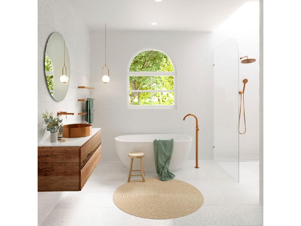 Reece Mizu Drift Floor Mounted Bath Mixer Trimset Brushed Bronze