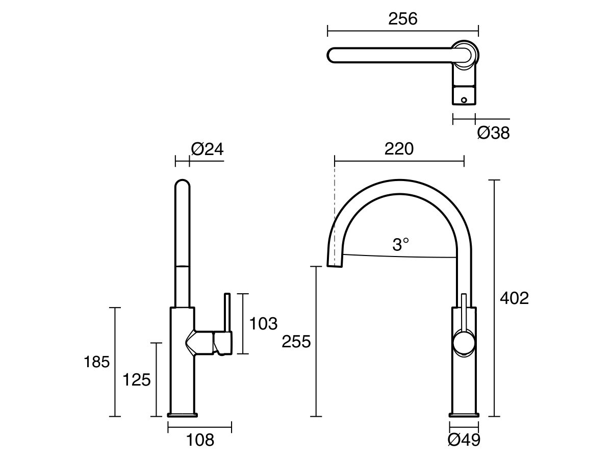 Reece Mizu Drift Gooseneck Sink Mixer Curve Brushed Bronze (5 Star) Lead Free