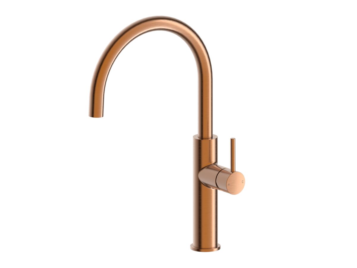 reece Mizu Drift Gooseneck Sink Mixer Curve Brushed Bronze (5 Star) Lead Free