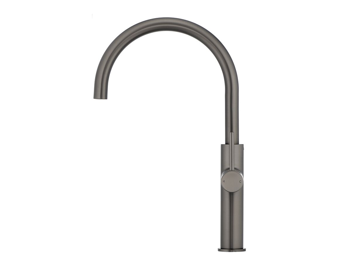 Reece Mizu Drift Gooseneck Sink Mixer Curve Brushed Gunmetal (5 Star) Lead Free