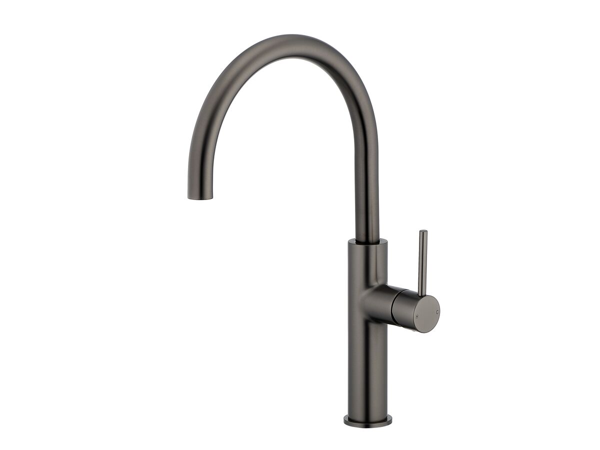 reece Mizu Drift Gooseneck Sink Mixer Curve Brushed Gunmetal (5 Star) Lead Free
