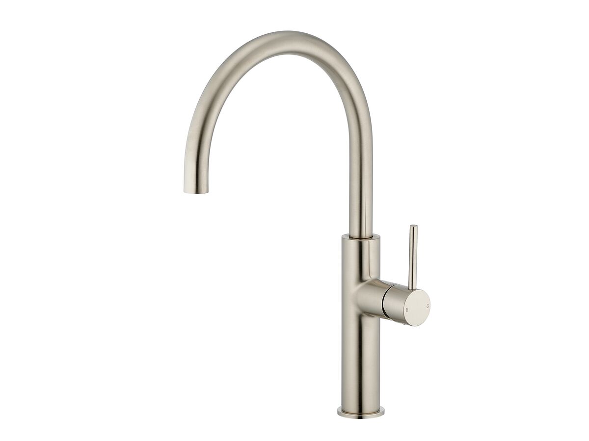 reece Mizu Drift Gooseneck Sink Mixer Curve Brushed Nickel (5 Star) Lead Free