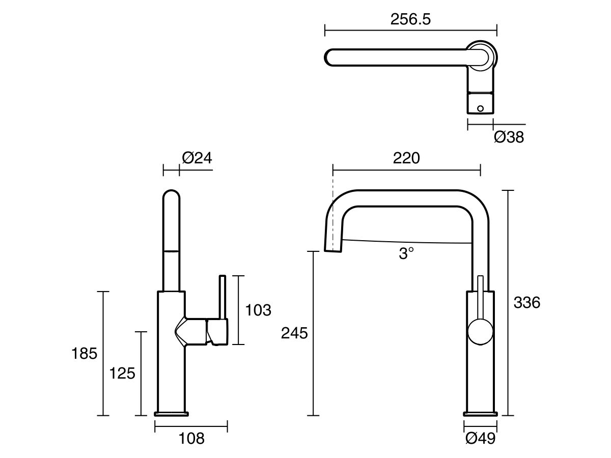 Reece Mizu Drift Gooseneck Sink Mixer Tap Square Brushed Bronze (5 Star) Lead Free
