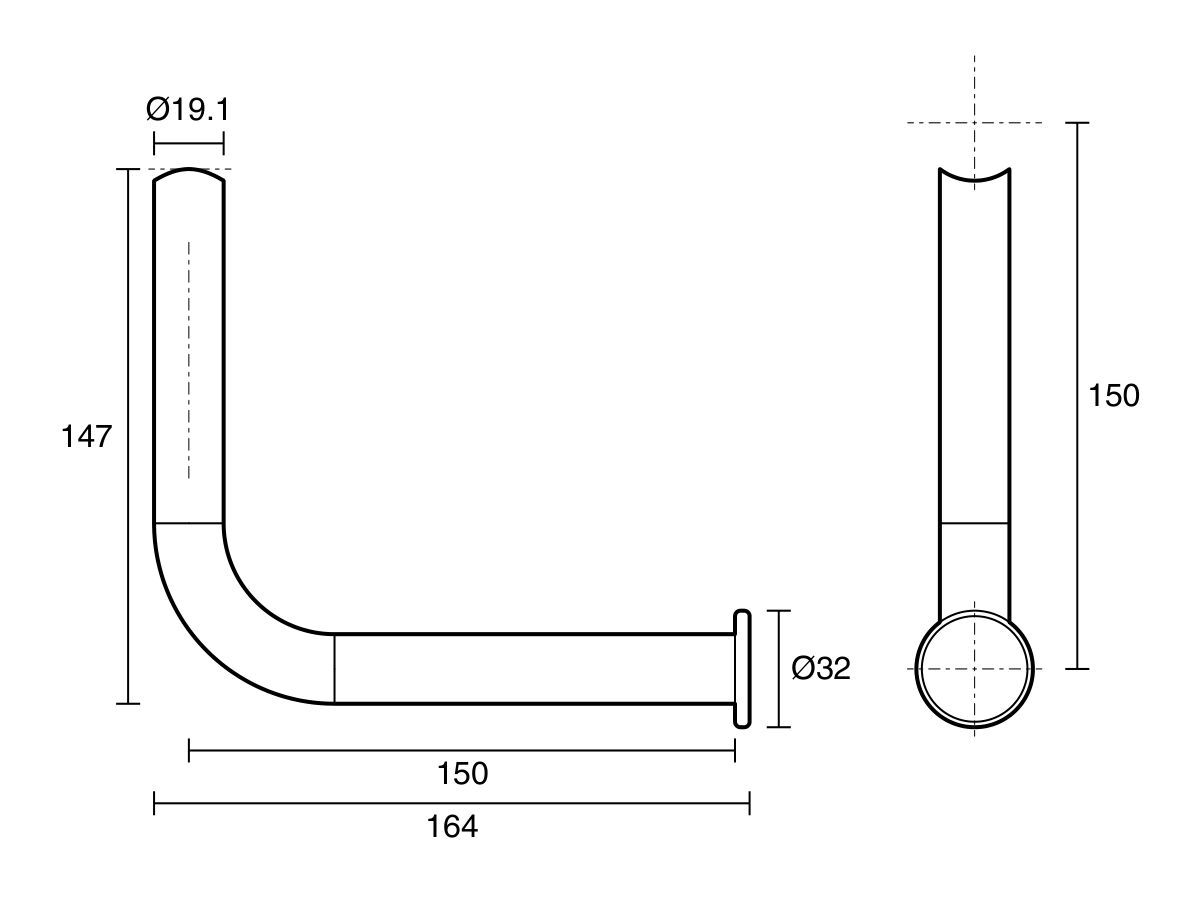 Reece Mizu Drift Grab Rail Toilet Roll Holder Add-On Weld Connection Left And Right Hand Brushed Stainless Steel