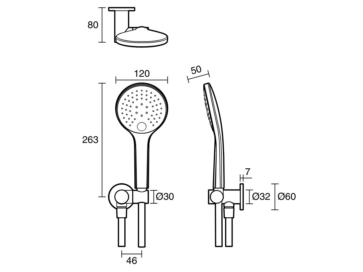 Reece Mizu Drift Handshower On Bracket Brushed Gunmetal (3 Star)