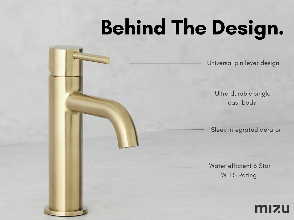 Reece Mizu Drift Medium Height Basin Mixer Curved Spout Chrome (6 Star) Lead Free