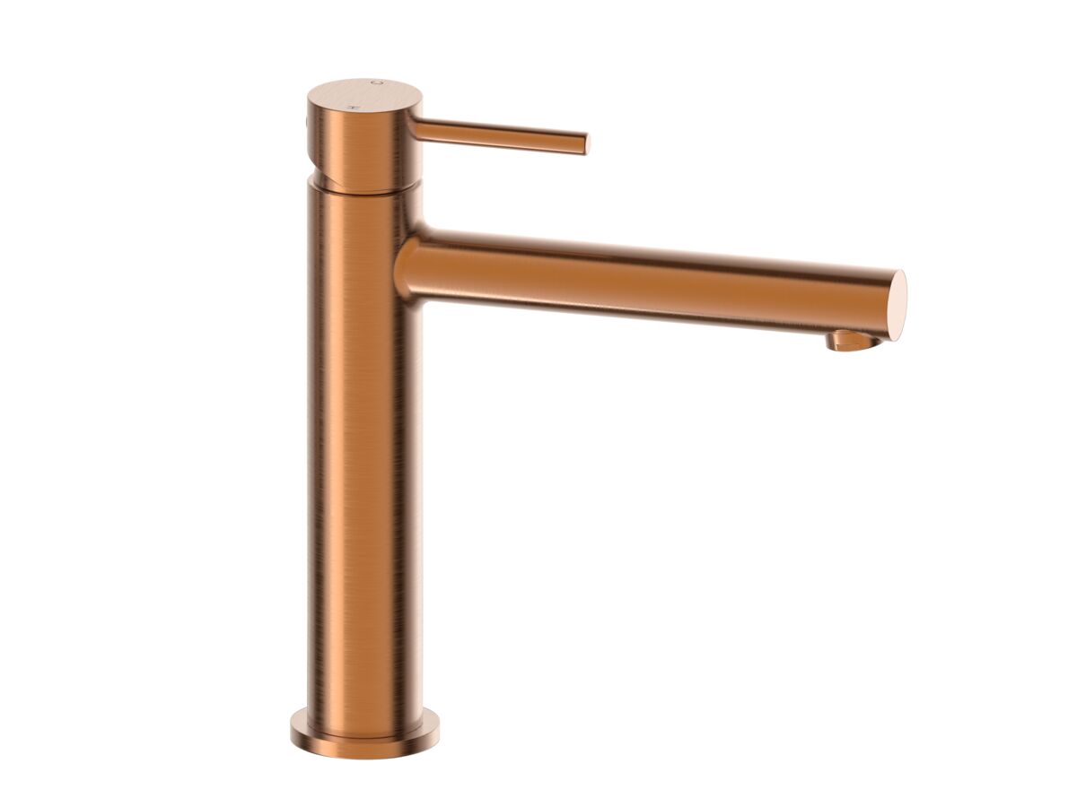 Reece Mizu Drift Medium Height Basin Mixer Tap Straight Spout Brushed Bronze (6 Star) Lead Free