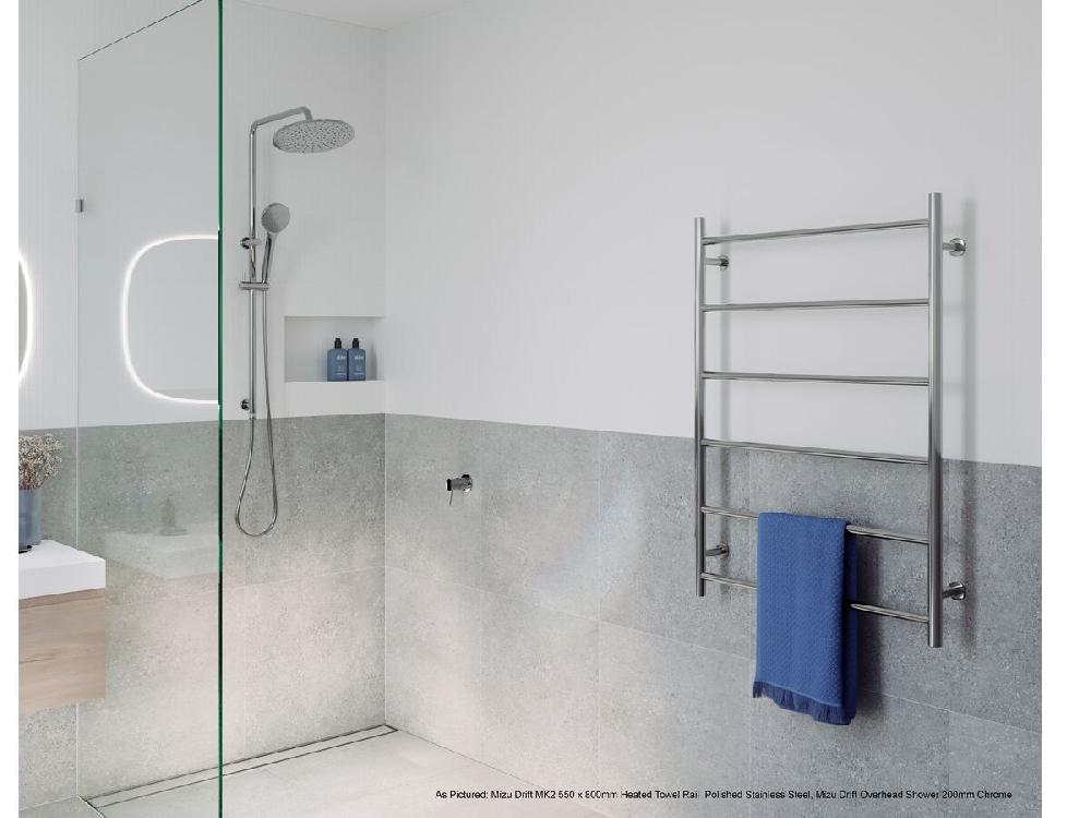 Reece Mizu Drift MK2 750 X 800mm Heated Towel Rail Low Voltage 24V Polished Stainless Steel