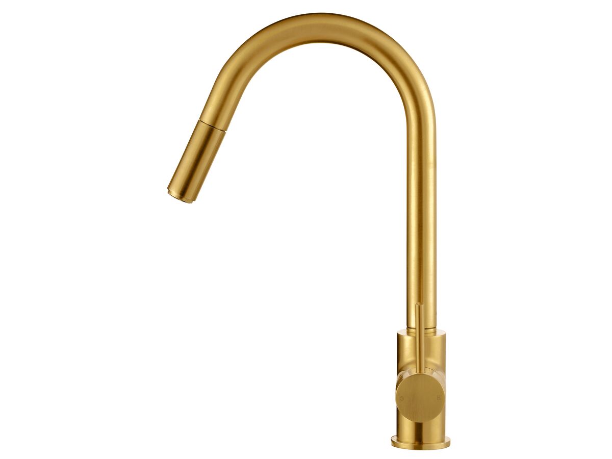 Reece Mizu Drift MK2 Gooseneck Pull Out Sink Mixer Tap Brushed Gold (4 Star)