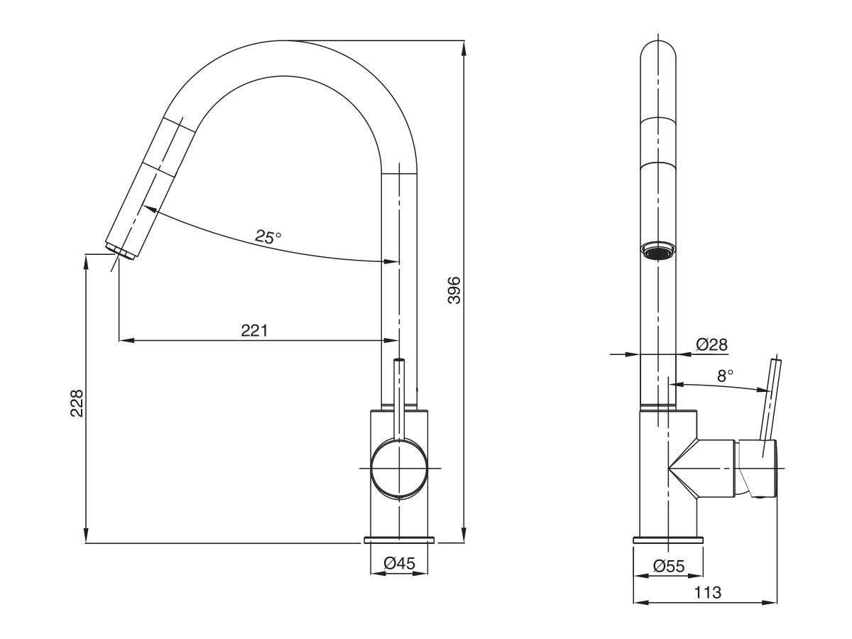 Reece Mizu Drift MK2 Gooseneck Pull Out Sink Mixer Tap Brushed Gold (4 Star)