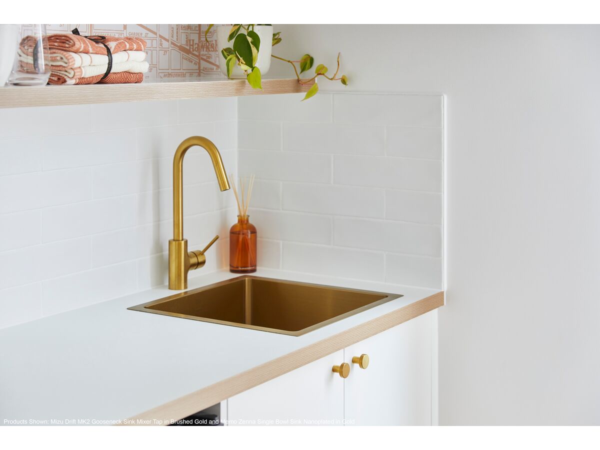 Reece Mizu Drift MK2 Gooseneck Pull Out Sink Mixer Tap Brushed Nickel (4 Star)